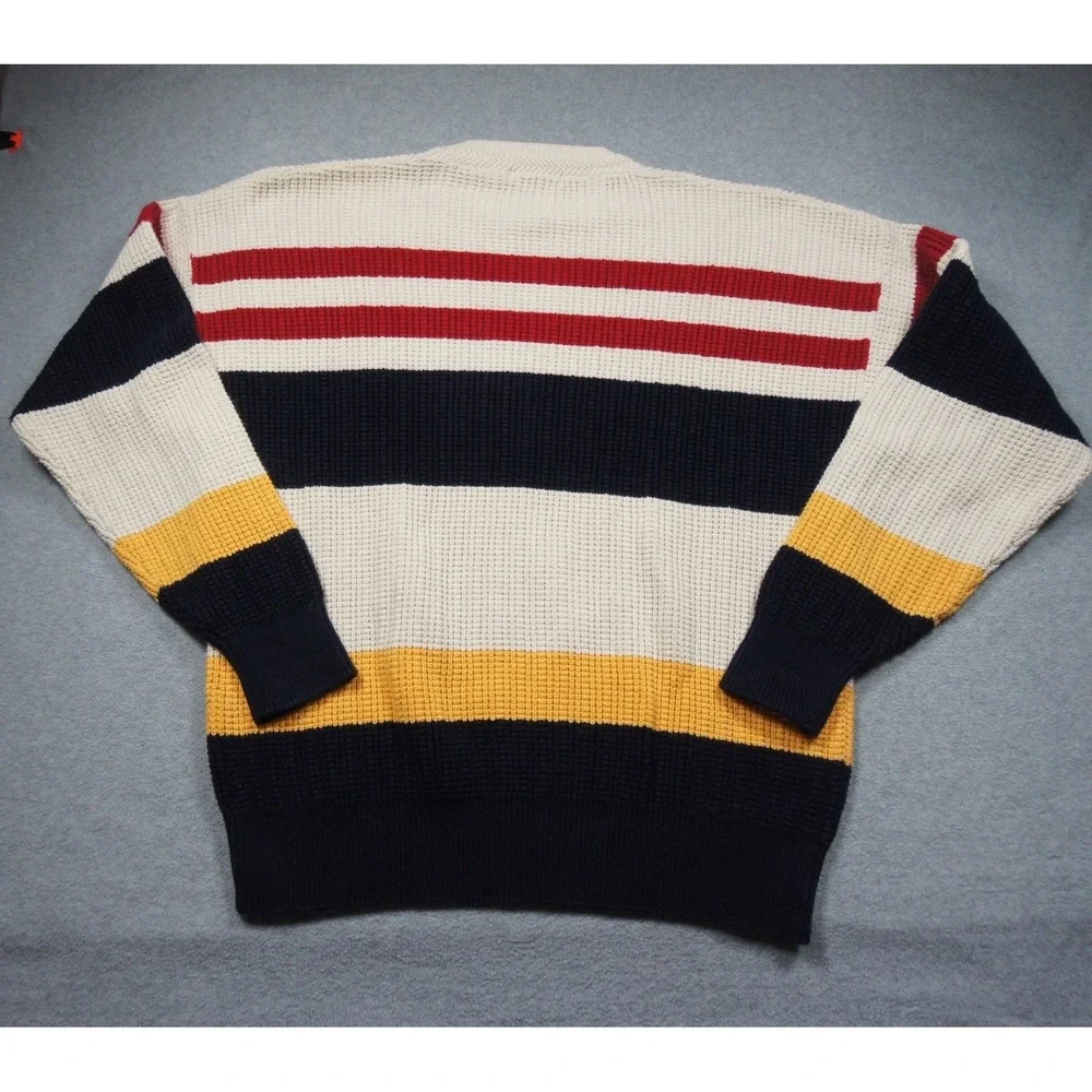Vintage Nautica Sweater Mens XLarge Crewneck Knit Pullover Striped Cotton